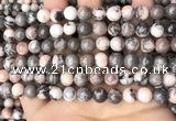 CZJ298 15.5 inches 8mm round pink zebra jasper beads wholesale