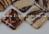 CZJ368 15.5 inches 20*20mm diamond zebra jasper beads wholesale