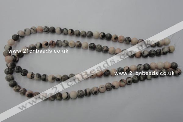 CZJ402 15.5 inches 8mm round pink zebra jasper beads wholesale