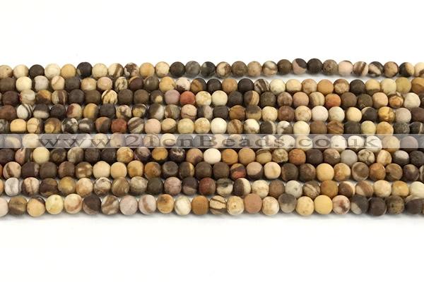 CZJ440 15 inches 4mm round matte Australian zebra jasper beads