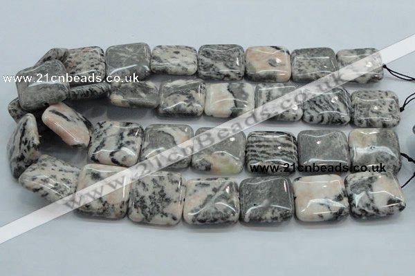 CZJ52 16 inches 25*25mm square zebra jasper gemstone beads wholesale