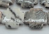 CZJ53 16 inches 25*25mm cross zebra jasper gemstone beads wholesale