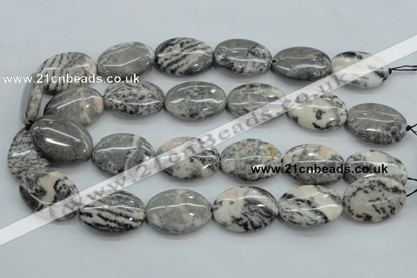 CZJ54 16 inches 22*30mm oval zebra jasper gemstone beads wholesale