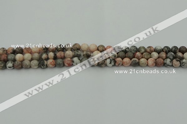 CZJ550 15.5 inches 4mm round pink zebra jasper beads wholesale