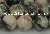 CZJ555 15.5 inches 14mm round pink zebra jasper beads wholesale