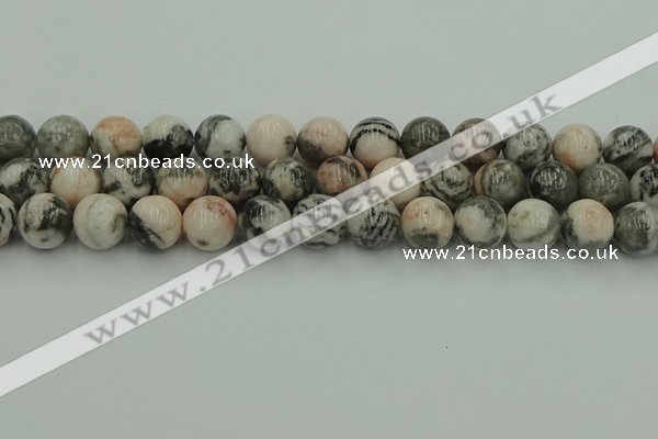 CZJ555 15.5 inches 14mm round pink zebra jasper beads wholesale