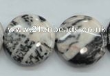 CZJ56 16 inches 25mm flat round zebra jasper gemstone beads wholesale