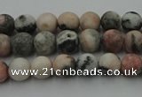 CZJ560 15.5 inches 4mm round matte pink zebra jasper beads