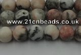 CZJ561 15.5 inches 6mm round matte pink zebra jasper beads