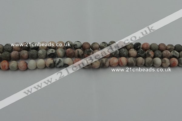 CZJ561 15.5 inches 6mm round matte pink zebra jasper beads