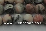 CZJ562 15.5 inches 8mm round matte pink zebra jasper beads