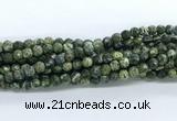 CZJ580 15.5 inches 4mm faceted round green zebra jasper gemstone beads