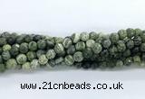 CZJ581 15.5 inches 6mm faceted round green zebra jasper gemstone beads