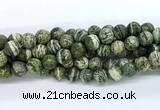 CZJ582 15.5 inches 8mm faceted round green zebra jasper gemstone beads