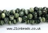 CZJ583 15.5 inches 10mm faceted round green zebra jasper gemstone beads