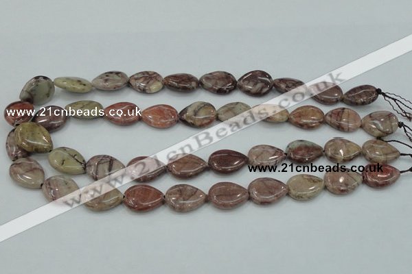 CZJ81 16 inches 15*20mm flat teardrop red zebra jasper beads wholesale