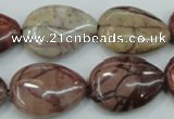 CZJ82 16 inches 18*25mm flat teardrop red zebra jasper beads wholesale