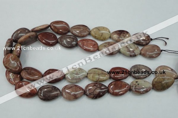 CZJ82 16 inches 18*25mm flat teardrop red zebra jasper beads wholesale