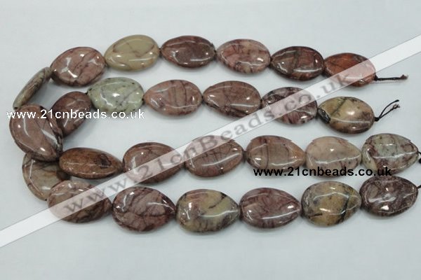 CZJ83 16 inches 22*30mm flat teardrop red zebra jasper beads wholesale