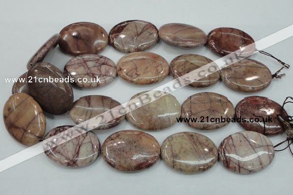 CZJ85 16 inches 30*40mm oval red zebra jasper beads wholesale