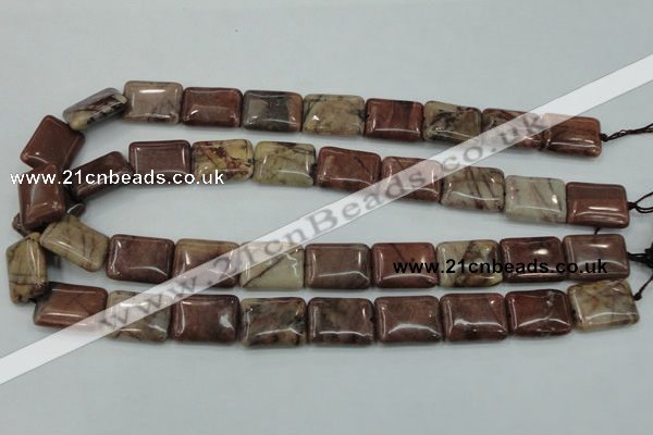 CZJ86 16 inches 15*20mm rectangle red zebra jasper beads wholesale