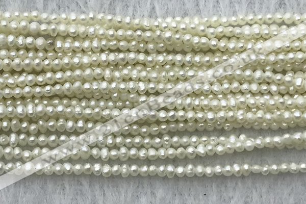 FWP02 14.5 inches 1.5mm - 1.8mm potato white freshwater pearl strands