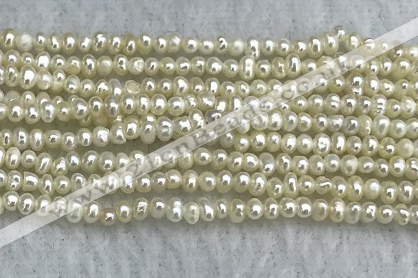 FWP04 14.5 inches 1.8mm - 2.1mm potato white freshwater pearl strands