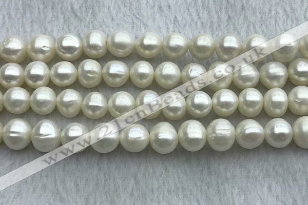 FWP101 15 inches 9mm - 10mm potato white freshwater pearl strands