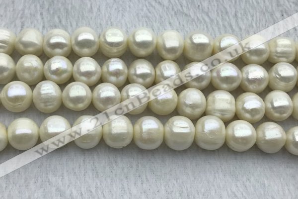 FWP125 15 inches 11mm - 12mm potato white freshwater pearl strands