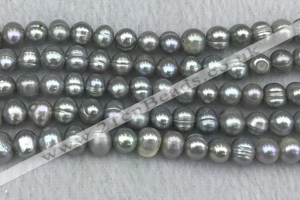 FWP138 15 inches 6mm - 7mm potato grey freshwater pearl strands