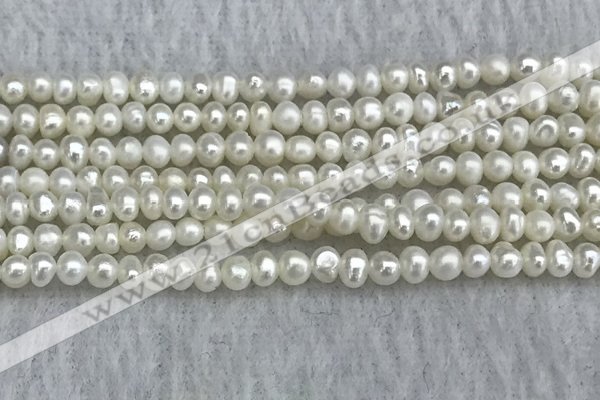 FWP16 14.5 inches 3.2mm - 3.7mm potato white freshwater pearl strands