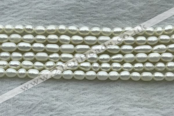 FWP161 14.5 inches 3.5mm - 4mm rice white freshwater pearl strands