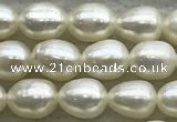 FWP163 14.5 inches 4.2mm - 4.8mm rice white freshwater pearl strands