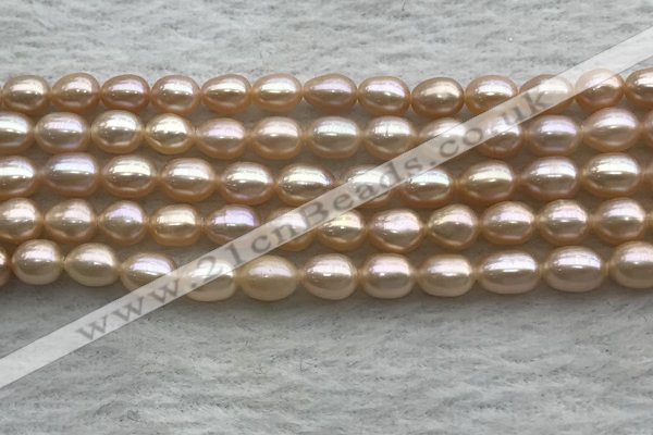 FWP168 14.5 inches 4mm - 5mm rice light purple freshwater pearl strands