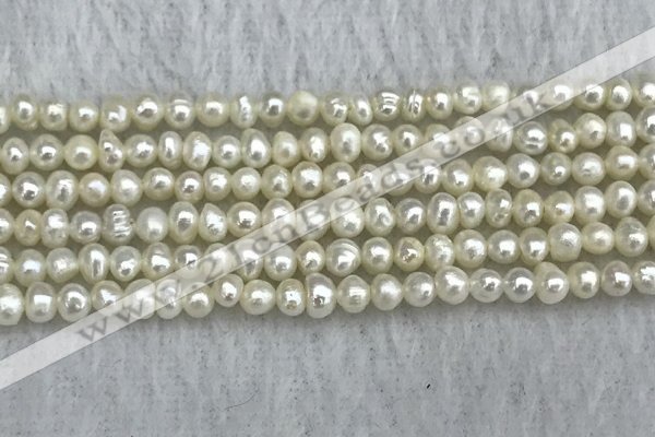 FWP17 14.5 inches 3.2mm - 3.7mm potato white freshwater pearl strands