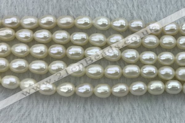 FWP182 15 inches 6mm - 7mm rice white freshwater pearl strands