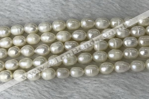 FWP185 15 inches 6mm - 7mm rice white freshwater pearl strands