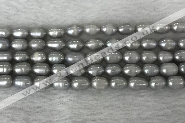 FWP186 15 inches 6mm - 7mm rice grey freshwater pearl strands