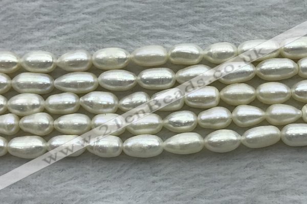 FWP187 15 inches 6mm - 7mm rice white freshwater pearl strands