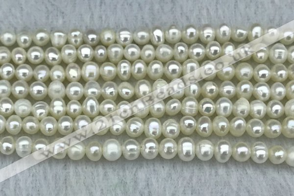 FWP19 14.5 inches 3mm - 4mm potato white freshwater pearl strands