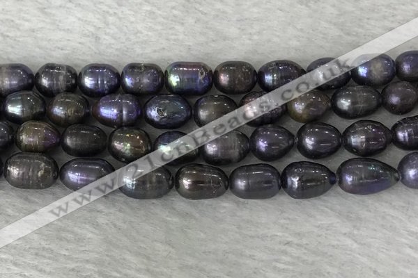 FWP191 15 inches 7mm - 8mm rice black freshwater pearl strands
