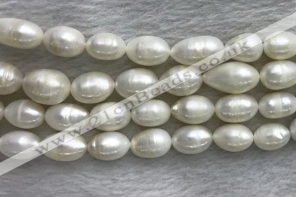 FWP205 15 inches 10mm - 11mm rice white freshwater pearl strands