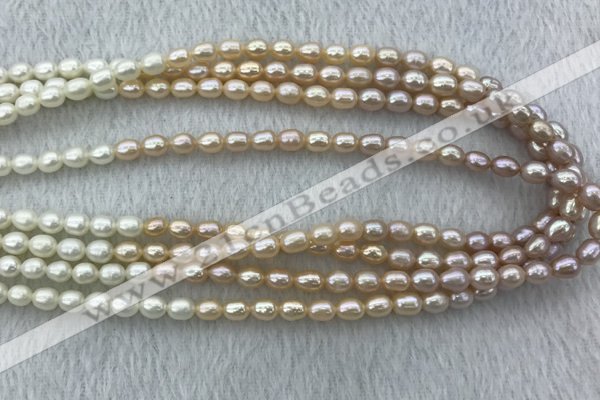 FWP210 15 inches 6mm - 7mm rice mixed color freshwater pearl strands