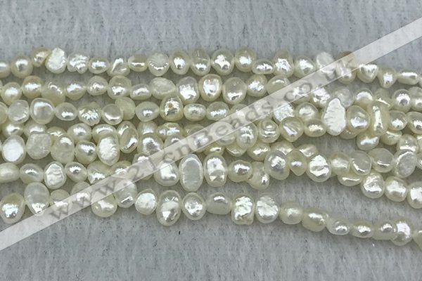 FWP230 14.5 inches 3mm - 4mm baroque white freshwater pearl strands