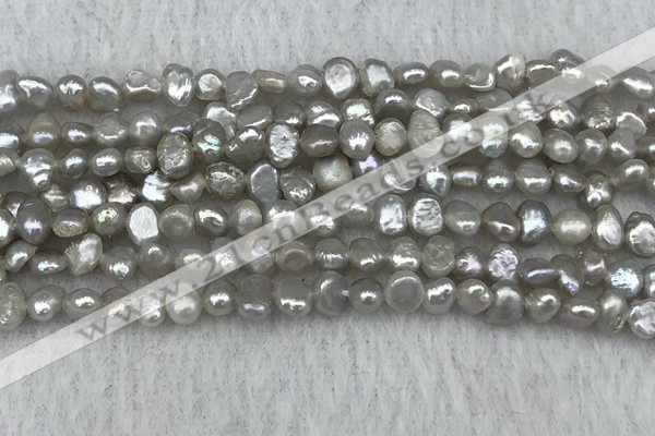 FWP232 14.5 inches 3mm - 4mm baroque grey freshwater pearl strands