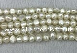 FWP245 15 inches 8mm - 9mm baroque white freshwater pearl strands