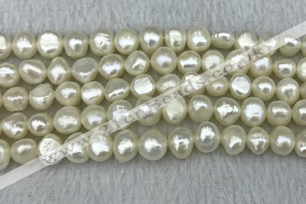 FWP245 15 inches 8mm - 9mm baroque white freshwater pearl strands