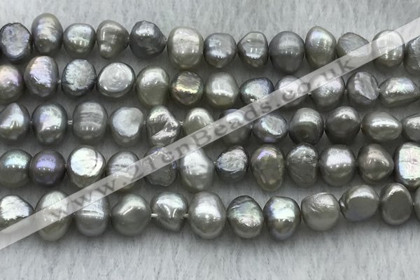 FWP246 15 inches 7mm - 8mm baroque grey freshwater pearl strands