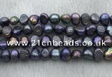 FWP247 15 inches 7mm - 8mm baroque black freshwater pearl strands