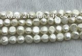 FWP250 15 inches 9mm - 10mm baroque white freshwater pearl strands